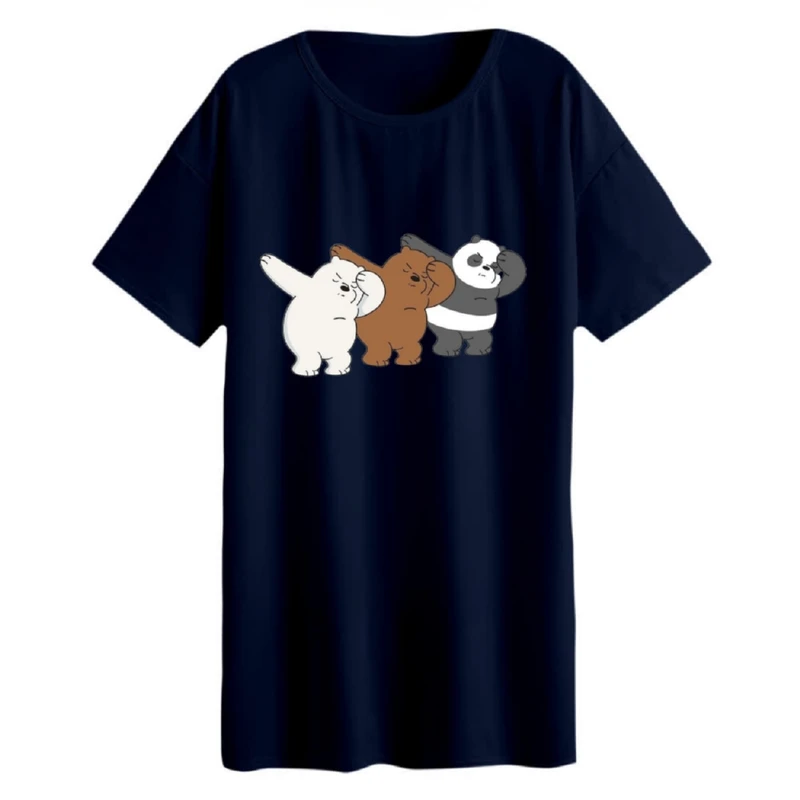 تی شرت لانگ زنانه مدل خرس های کله فندقی کد۳