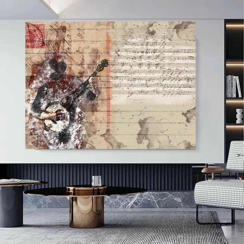 تابلو بوم طرح مخمل  نت موسیقی مدل گیتار کد BK23616