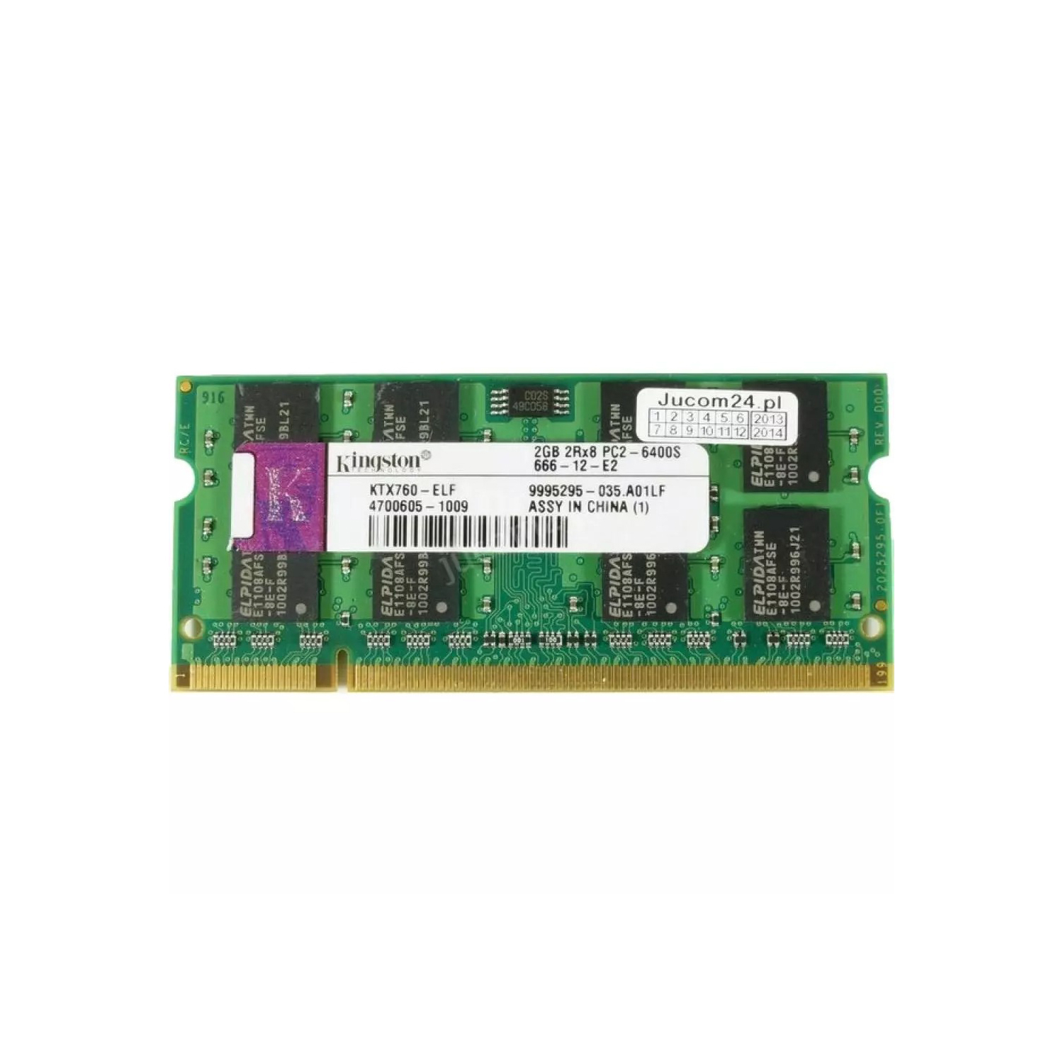 رم لپ تاپ DDR2 تک کاناله 800 مگاهرتز CL12 کینگستون مدل PC2-6400 ظرفیت 2 گیگابایت