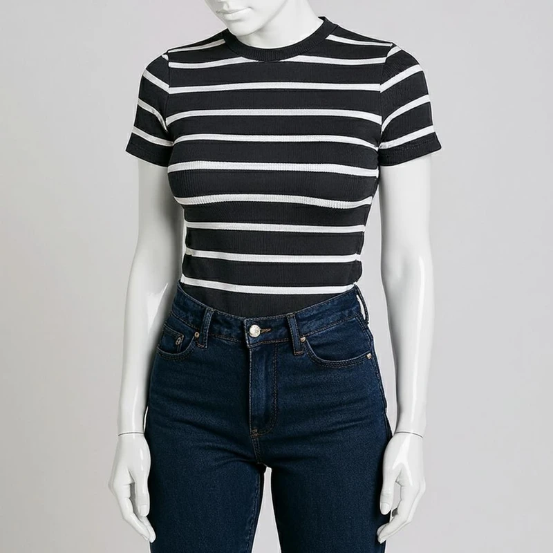 بلوز آستین کوتاه زنانه مدل 1290 راه راه