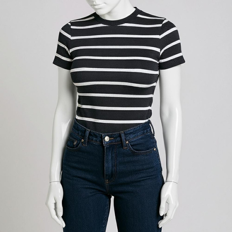 بلوز آستین کوتاه زنانه مدل 1290 راه راه