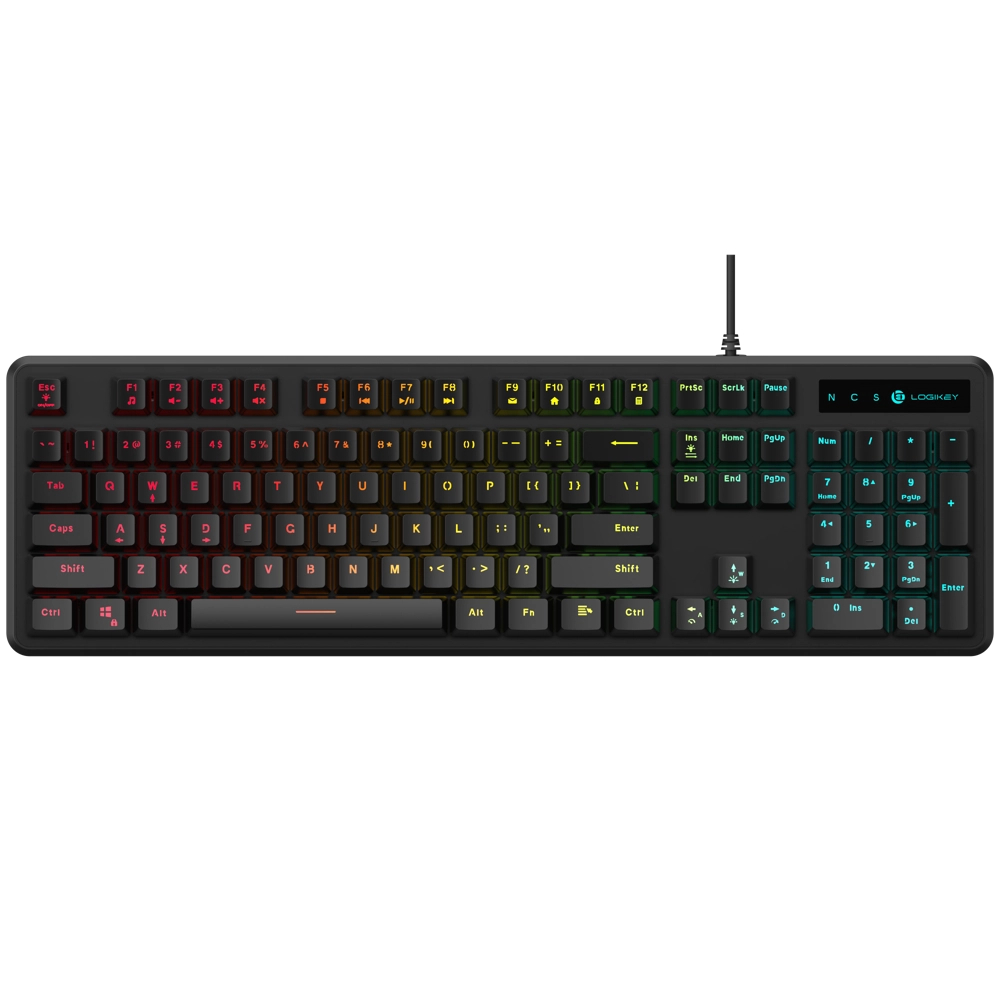 کیبورد گیمینگ لاجی کی مدل K310B، سوییچ مکانیکال آبی، Full-Size، نورپردازی RGB