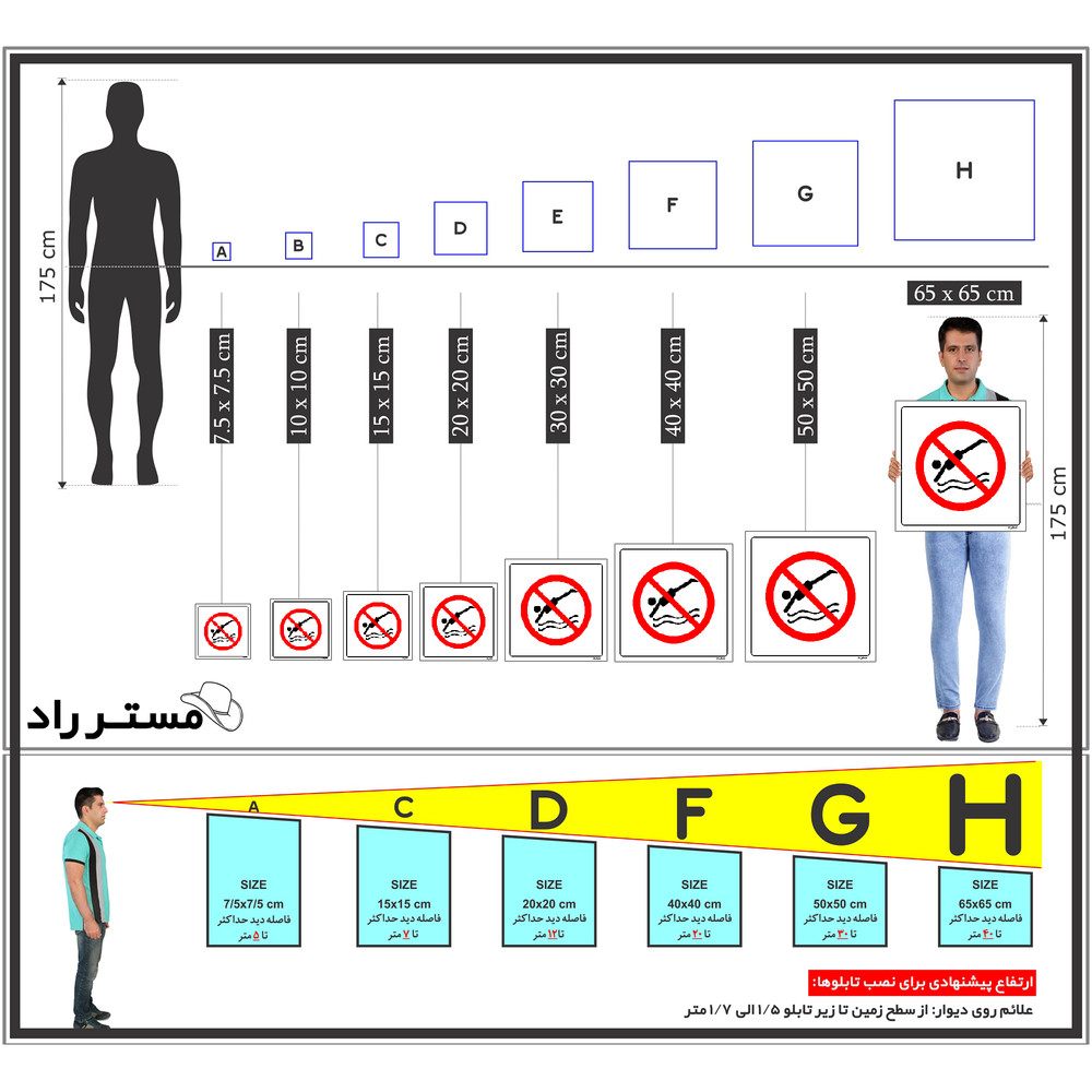 برچسب ایمنی مستر راد طرح شیرجه زدن ممنوع مدل HSE-OSHA-044