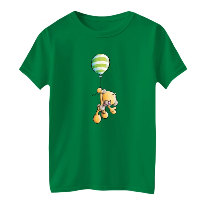 تی شرت آستین کوتاه بچگانه مدل خرس و بادکنک راه راه