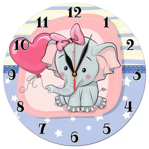 ساعت دیواری کودک طرح فیل و بادکنک کد 1354