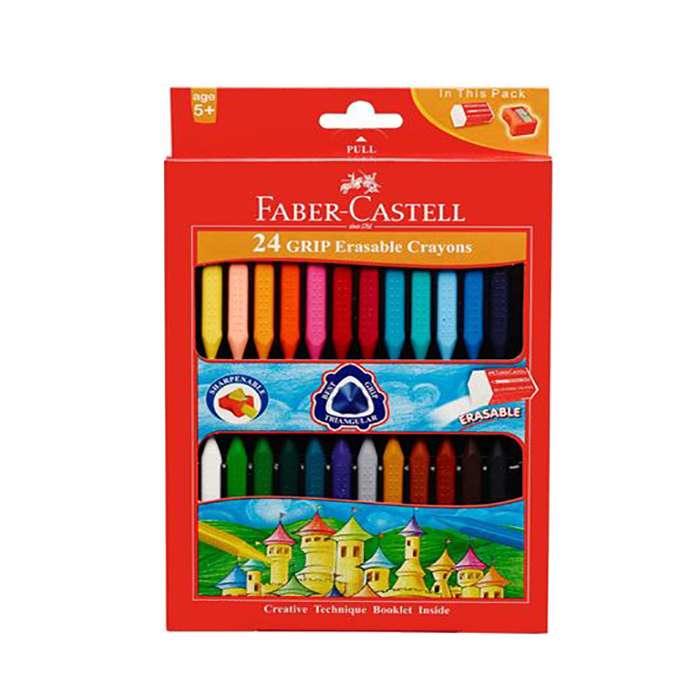 مداد شمعی 24 رنگ فابر کاستل مدل Grip Erasable مداد شمعی 24 رنگ فابر کاستل مدل Grip Erasable