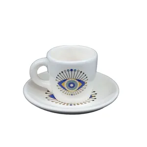 ست فنجان و نعلبکی سرامیکی طرح چشم نظر