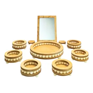 مجموعه ظروف هفت سین 10 پارچه مدل چوبی مهره دار کد HS03