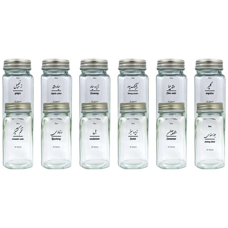 ست جای ادویه 12 پارچه مدل برچسبدار کد GBS66