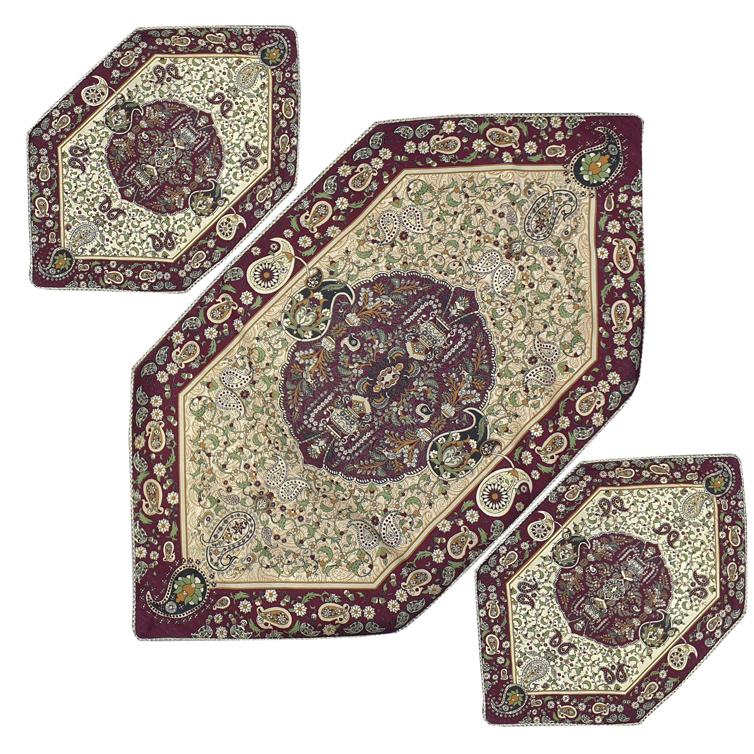 ست 3 تکه رومیزی ترمه مدل شهداد کد 458