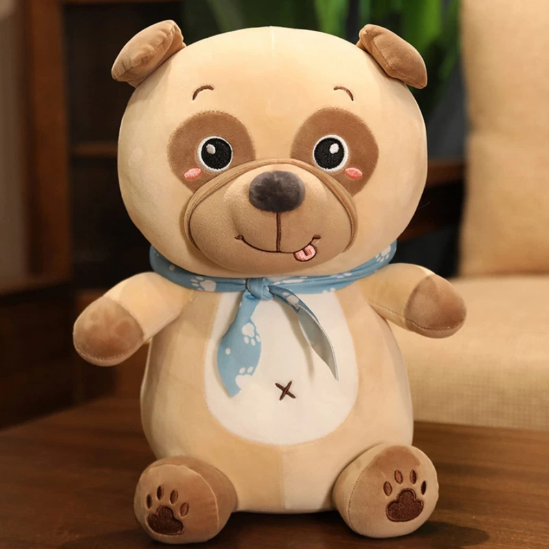 عروسک طرح سگ بولداگ مدل ناف دار کد 110 ارتفاع 40 سانتی‌متر