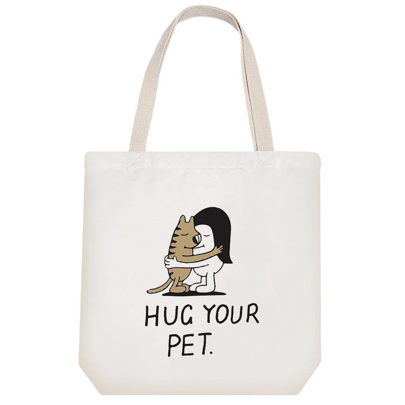 ساک خرید پارچه ای خندالو طرح Hug Your Pet مدل توت بگ کد 6926