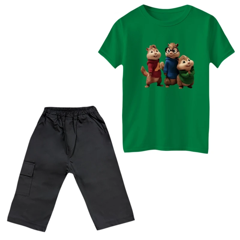 ست تی‌شرت و شلوارک پسرانه مدل آلوین کد 1