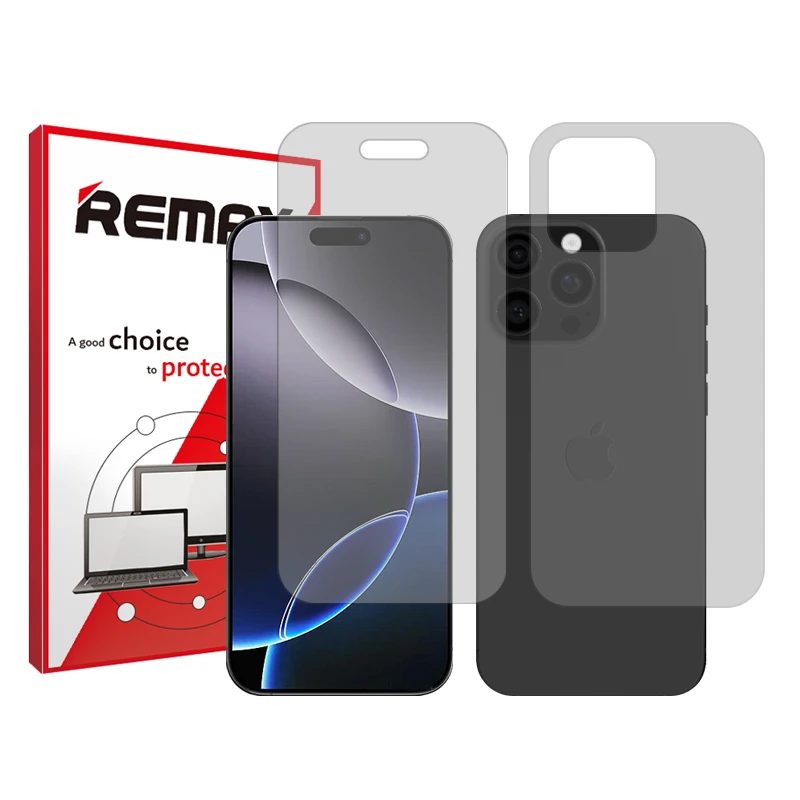محافظ صفحه نمایش شفاف ریمکس مدل Shield مناسب برای گوشی موبایل اپل Iphone 16 Pro Max به همراه محافظ پشت گوشی