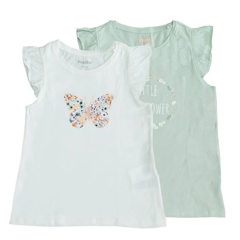 تی شرت آستین کوتاه دخترانه لوپیلو مدل  A00 مجموعه 2 عددی