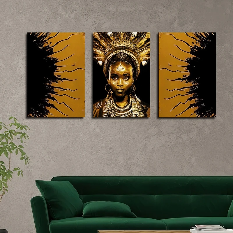 تابلو شاسی بکلیت طرح انتزاعی خورشید و چهره آفریقایی  مدل SH-2489 مجموعه 3 عددی