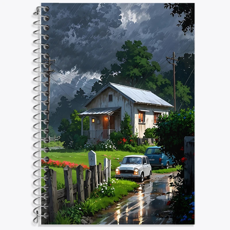 دفتر لغت 50 برگ خندالو طرح کلبه های جنگلی کد F7890