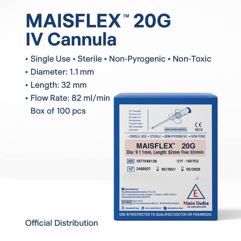 آنژیوکت گیج ۲۰ مایس ایندیا مدل فلکس مجموعه ۱۰ عددی