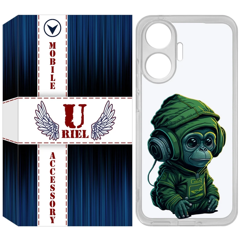 کاور یوریل مدل Clear کد 45 طرح میمون سبز مناسب برای گوشی موبایل شیائومی Poco F7