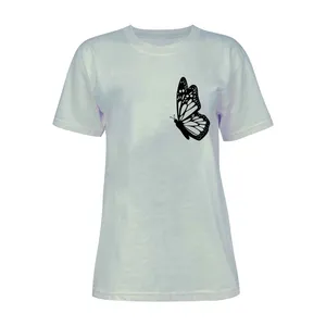 تی شرت آستین کوتاه زنانه مدل پروانه کد L63 رنگ طوسی