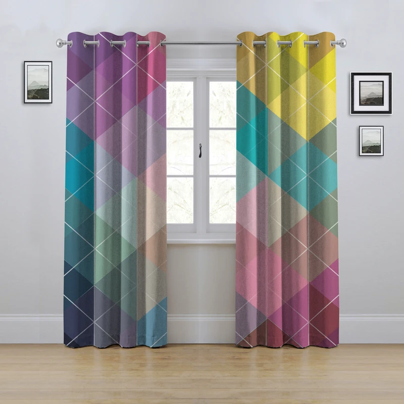 پرده مدل پانچی طرح هندسی سایز 280x145 سانتی متر