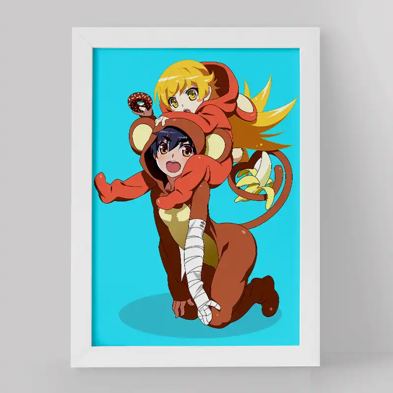 تابلو خندالو مدل شینوبو اوشینو و سوروگو انیمه مونوگاتاری کد 16172