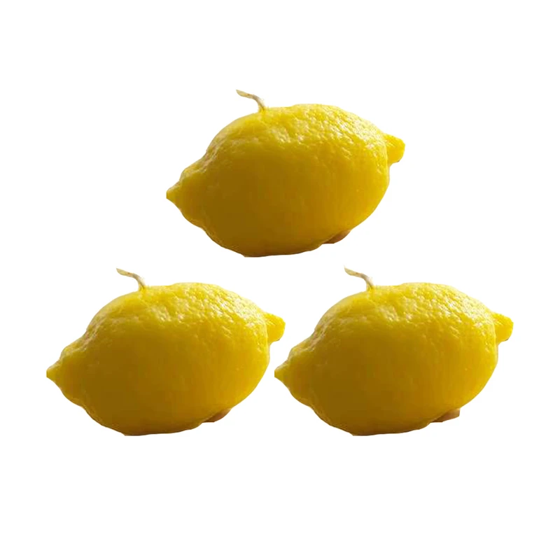 شمع دست ساز بدون بو مدل میوه لیمو زمان اتمام 8 ساعت مجموعه 3 عددی