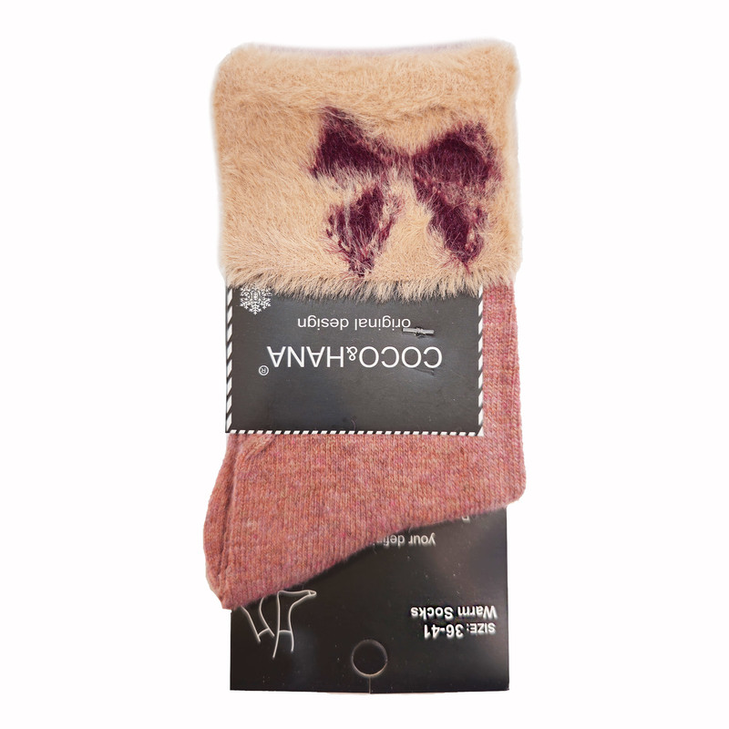جوراب زنانه مدل یلدا پشمی موهر طرح هدیه زمستانه کد HPP001