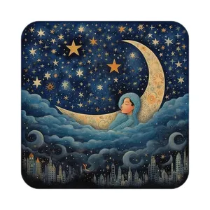 زیر لیوانی کاکتی طرح ماه و ستاره مدل mp53124