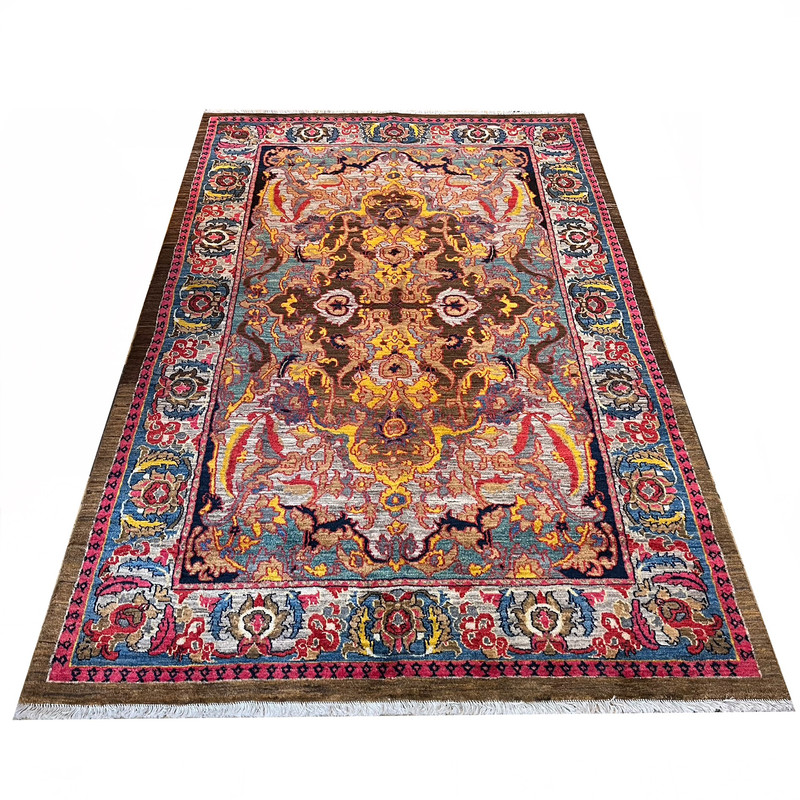 فرش دستبافت ۴ متری مدل مدرن زمینه الوان