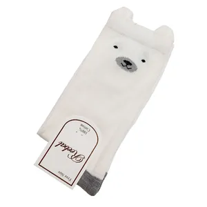 جوراب ساق بلند دخترانه مدل گوشدار طرح خرس کد 01