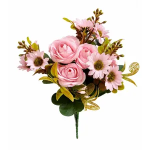 Bouquet of roses and chamomile