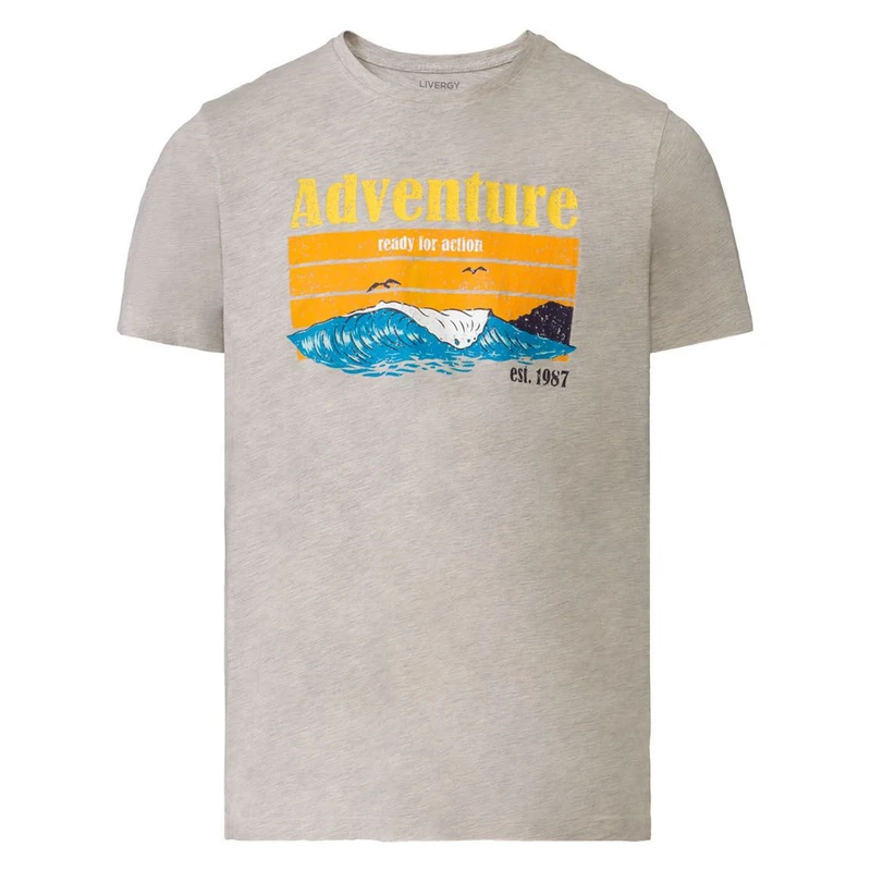 تی شرت آستین کوتاه مردانه لیورجی مدل Adventure1987 رنگ طوسی