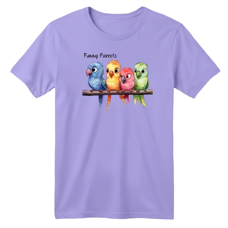 تی‌شرت آستین کوتاه لانگ یقه گرد بچگانه مدل پرنده ها