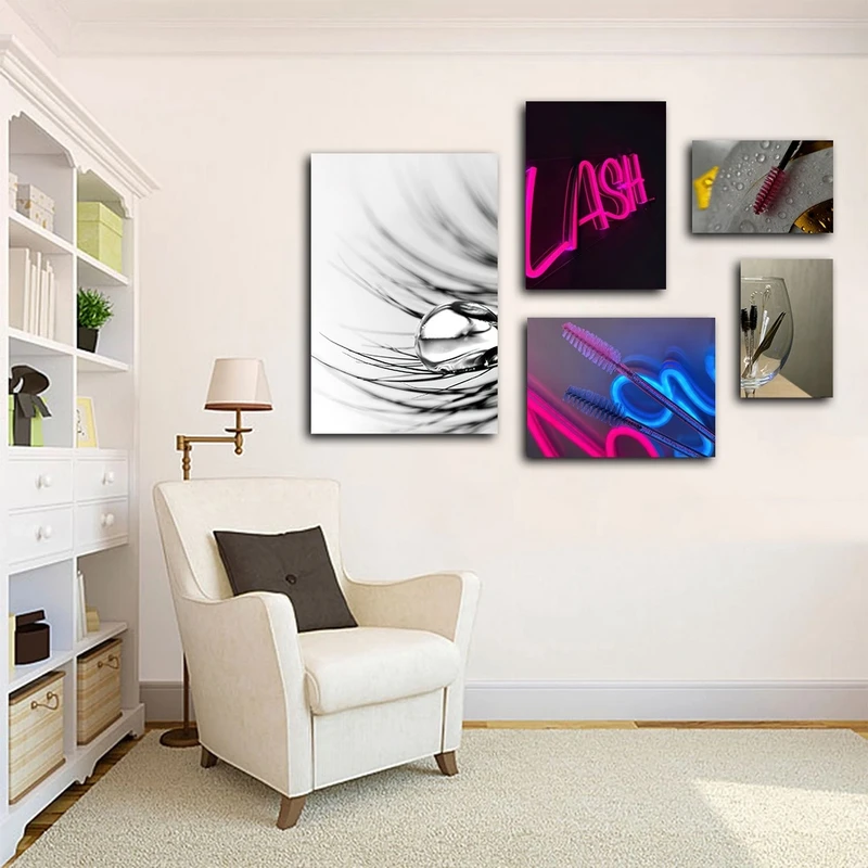 تابلو شاسی بکلیت طرح سالن زیبایی و کاشت مژه مدل SH-2854 مجموعه 5 عددی