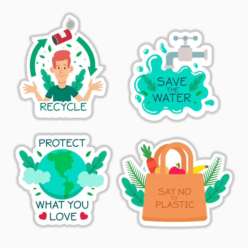 استیکر لپ تاپ و موبایل بووم طرح دوستدار محیط زیست کد MR163 مجموعه 4 عددی