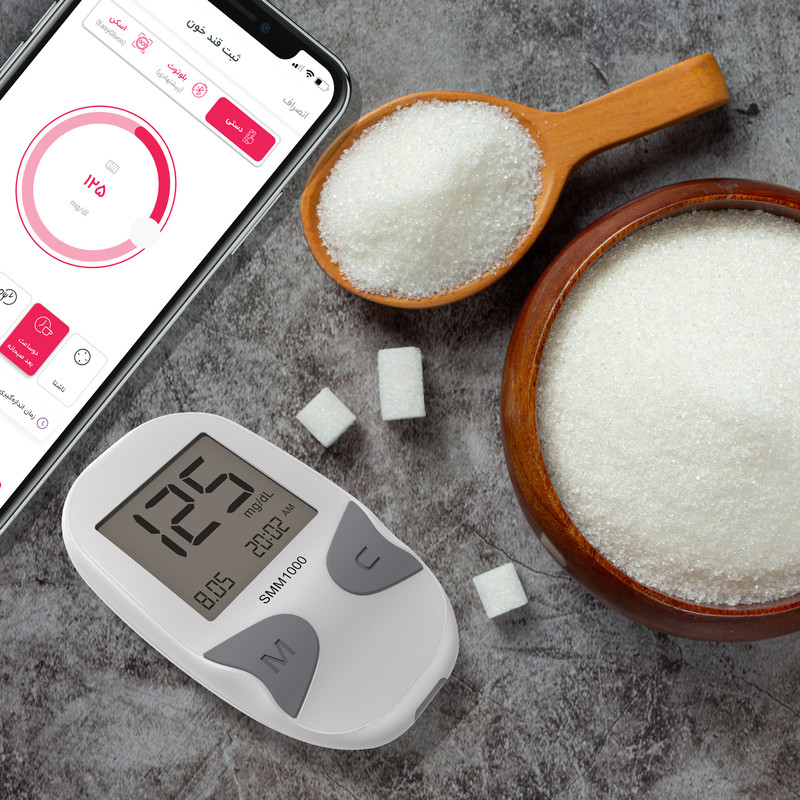 دستگاه تست قند خون دیابان مدل SMM1000 به همراه نوار تست قند خون مجموعه 5 عددی