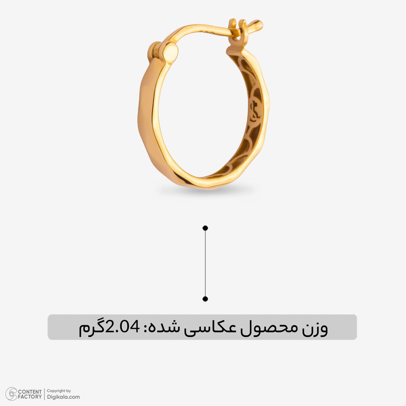 گوشواره کلیپسی طلا 18 عیار زنانه جواهری راز مدل حلقه ای - 7