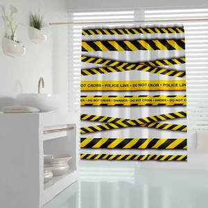 پرده حمام دلفین مدل Police Line سایز 200x180 سانتی متر