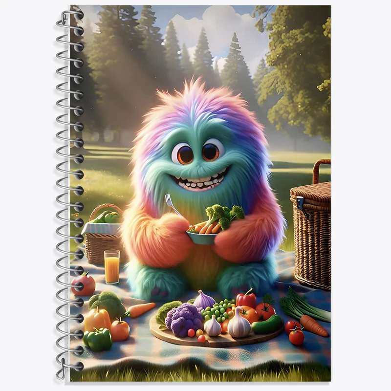 دفتر زبان 50 برگ خندالو مدل سه خط طرح هیولای کیوت کد F6284