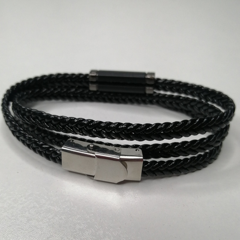 دستبند مردانه مدل چرم سه دور