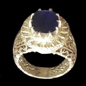 انگشتر نقره مردانه مدل یاقوت کبود کد P8000