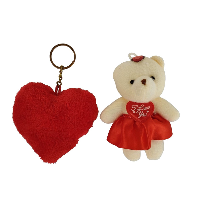 آویز عروسکی مدل خرس و قلب بسته 2 عددی