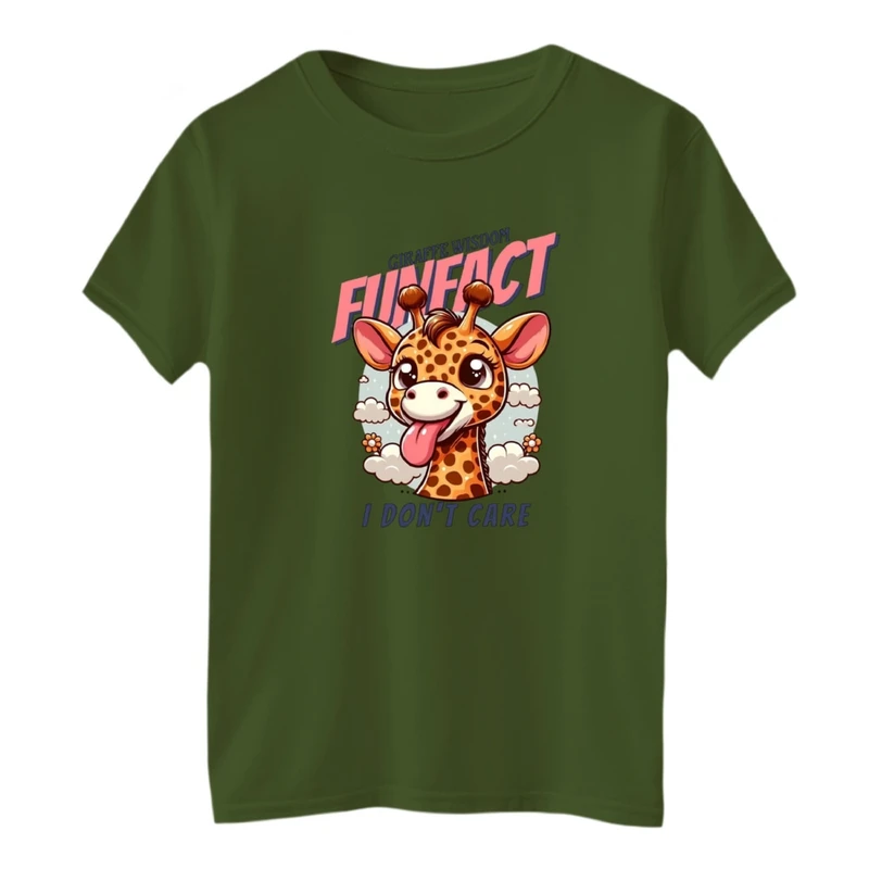 تی‌شرت آستین کوتاه لانگ یقه گرد بچگانه مدل زرافه زبون دراز