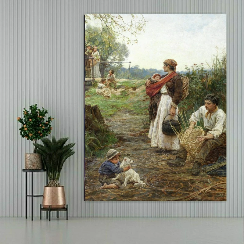 تابلو بوم طرح فرانسوی مدل خانواده در روستا کد SDB2435