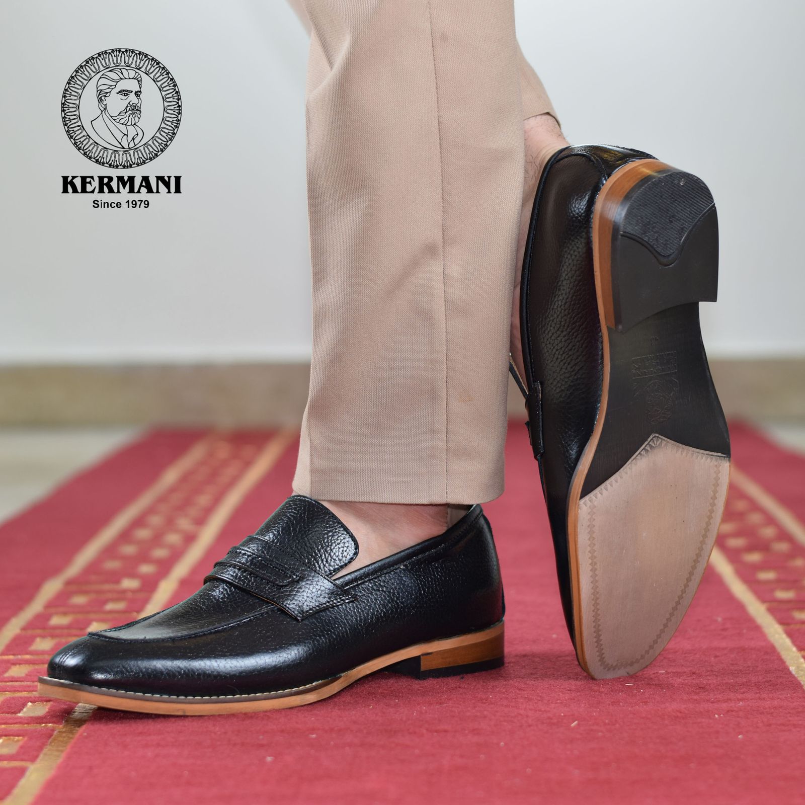کفش مردانه کرمانی مدل چرم دستدوز طبیعی فلوتر کد 1064 رنگ مشکی -  - 2