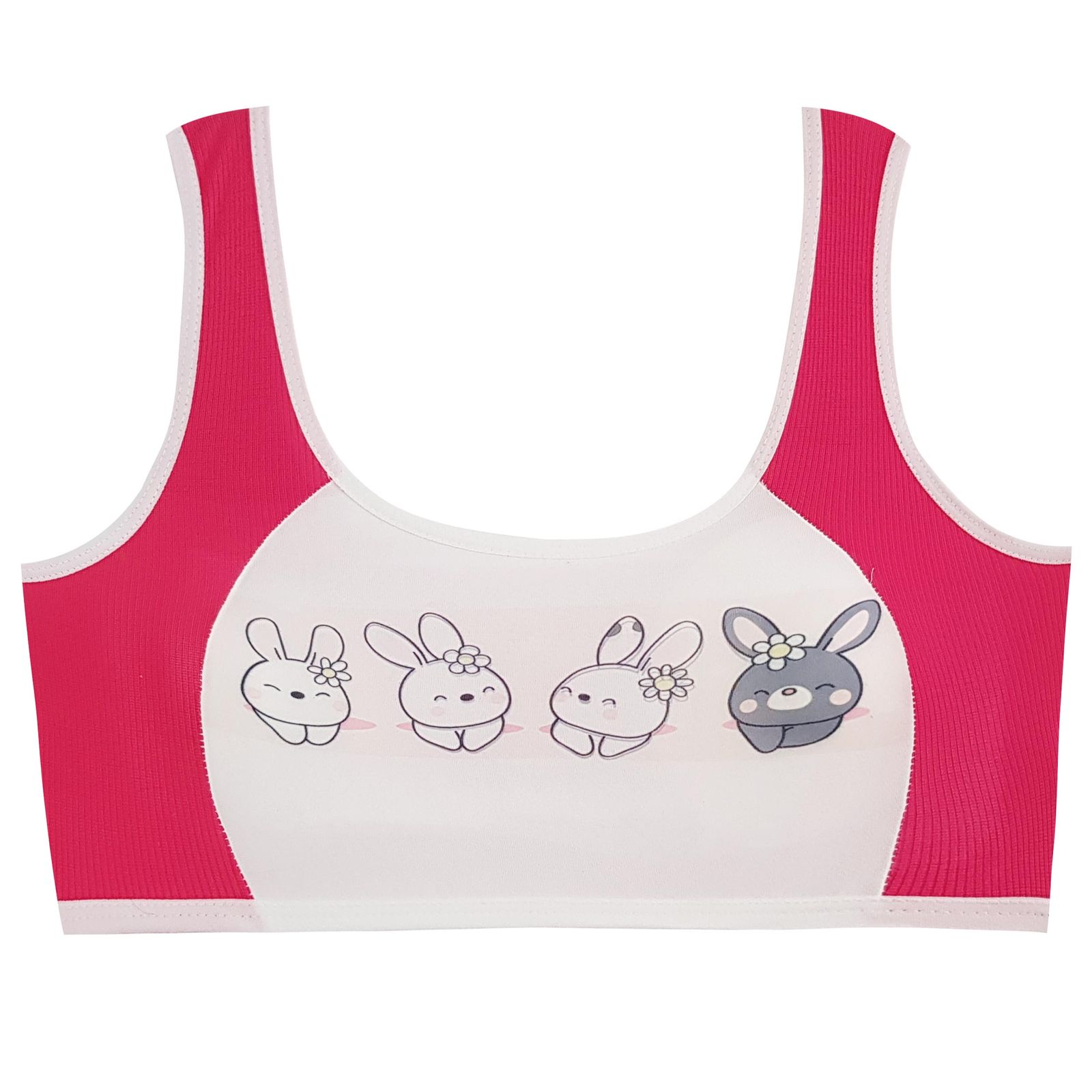 ست شورت و نیم تنه دخترانه ماییلدا مدل پددار خرگوش خندان کد 5164-7 رنگ سرخابی - - 2