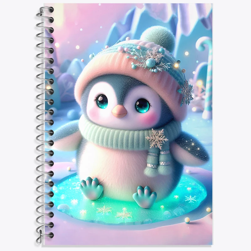 دفتر زبان 50 برگ خندالو مدل دو خط طرح پنگوئن کیوت کد F5363