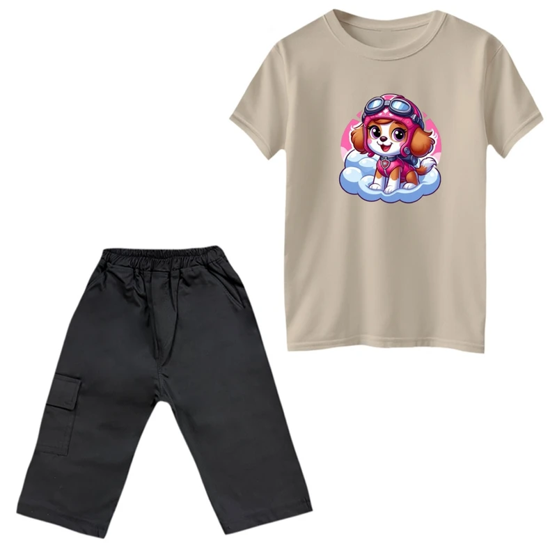 ست تی‌شرت و شلوارک پسرانه مدل سگ نگهبان کد 03