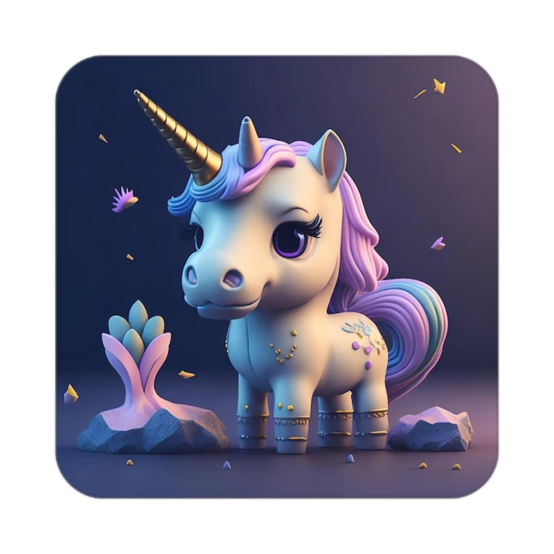 زیر لیوانی کاکتی طرح اسب تک شاخ و یونیکورن مدل mp33169